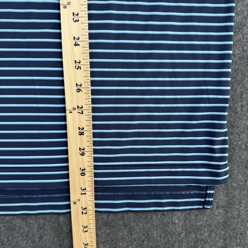Peter Millar Summer Comfort Men's L Polo Shirt Blue Stripe Stretch Golf